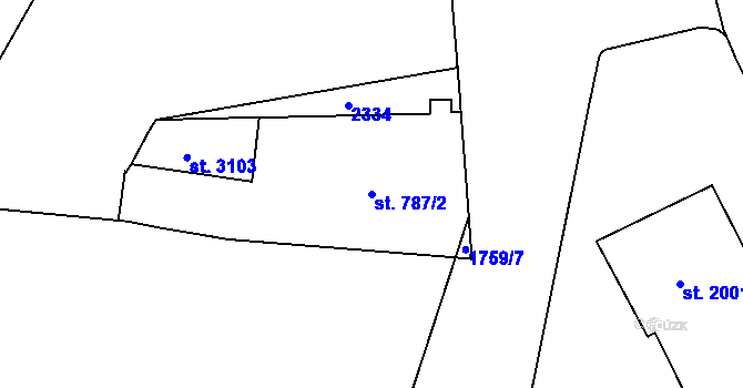 Parcela st. 787/2 v KÚ Slaný, Katastrální mapa