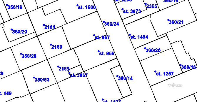 Parcela st. 956 v KÚ Slaný, Katastrální mapa