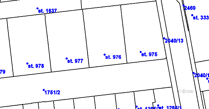 Parcela st. 976 v KÚ Slaný, Katastrální mapa