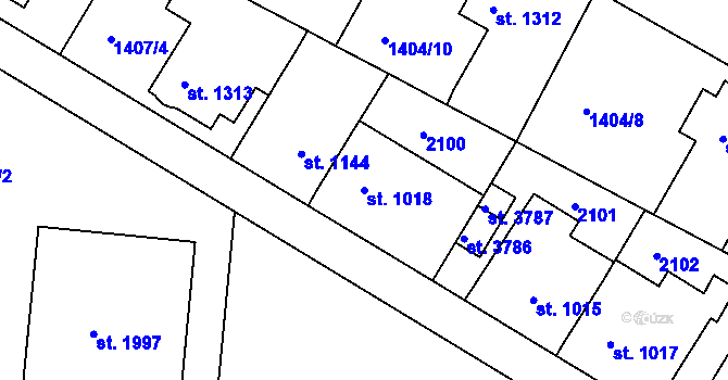 Parcela st. 1018 v KÚ Slaný, Katastrální mapa