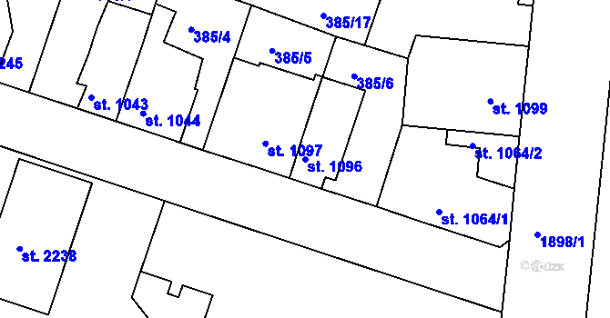 Parcela st. 1096 v KÚ Slaný, Katastrální mapa