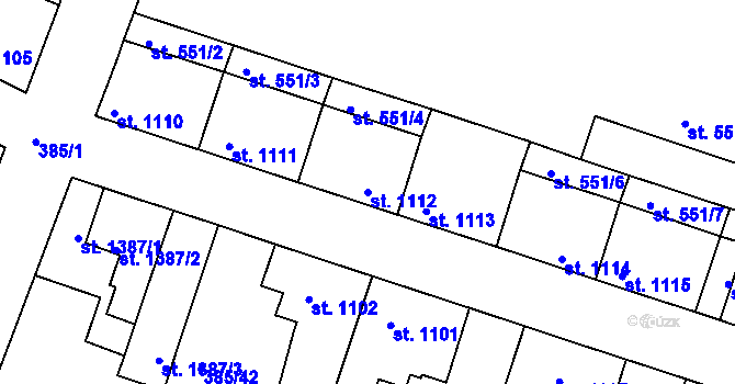 Parcela st. 1112 v KÚ Slaný, Katastrální mapa