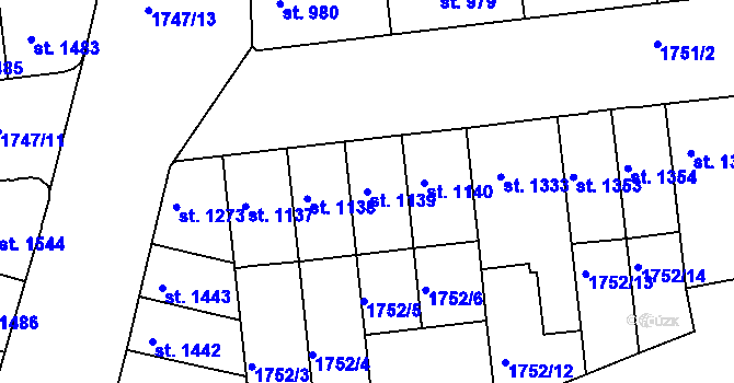 Parcela st. 1139 v KÚ Slaný, Katastrální mapa