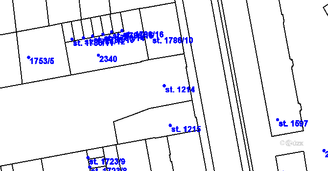 Parcela st. 1214 v KÚ Slaný, Katastrální mapa