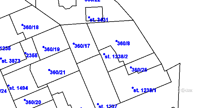 Parcela st. 1238/2 v KÚ Slaný, Katastrální mapa