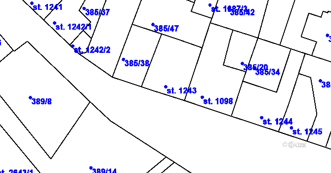 Parcela st. 1243 v KÚ Slaný, Katastrální mapa