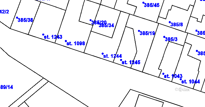 Parcela st. 1244 v KÚ Slaný, Katastrální mapa