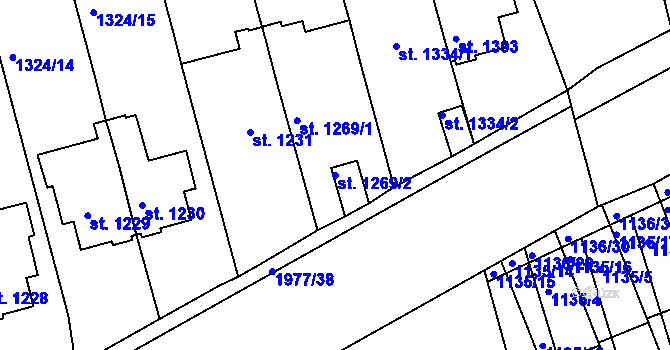 Parcela st. 1269/2 v KÚ Slaný, Katastrální mapa