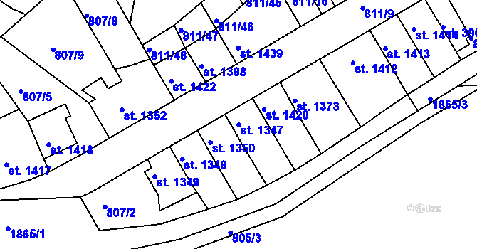 Parcela st. 1347 v KÚ Slaný, Katastrální mapa