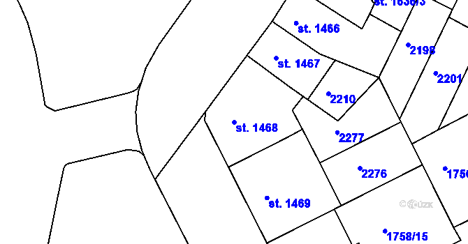 Parcela st. 1468 v KÚ Slaný, Katastrální mapa