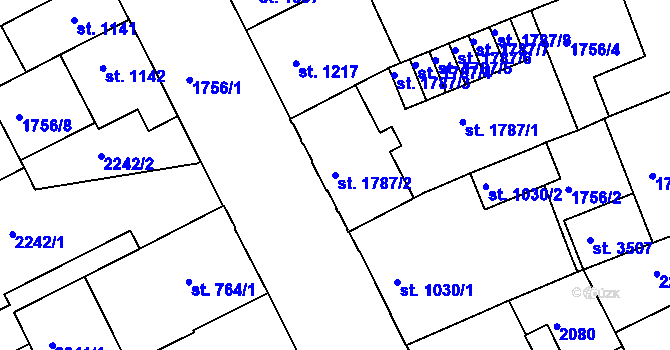Parcela st. 1787/2 v KÚ Slaný, Katastrální mapa