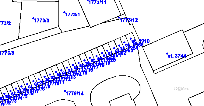 Parcela st. 1951 v KÚ Slaný, Katastrální mapa