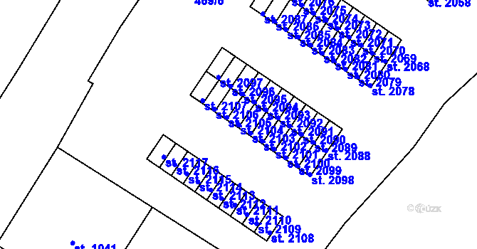 Parcela st. 2104 v KÚ Slaný, Katastrální mapa