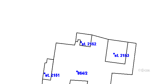 Parcela st. 2152 v KÚ Slaný, Katastrální mapa