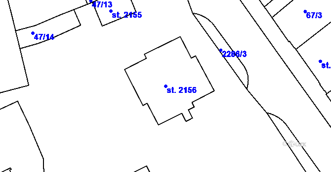 Parcela st. 2156 v KÚ Slaný, Katastrální mapa