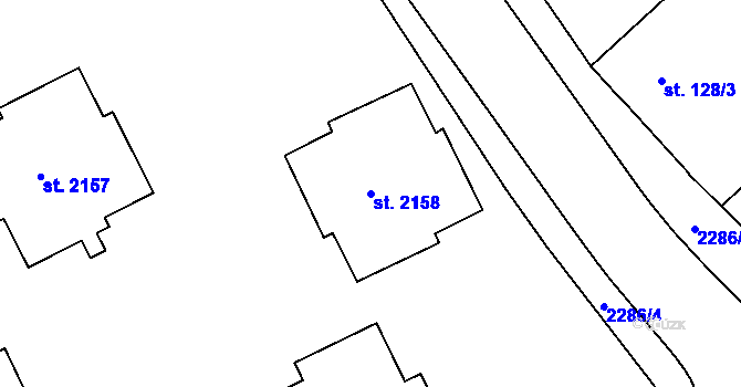 Parcela st. 2158 v KÚ Slaný, Katastrální mapa