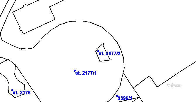 Parcela st. 2177/2 v KÚ Slaný, Katastrální mapa