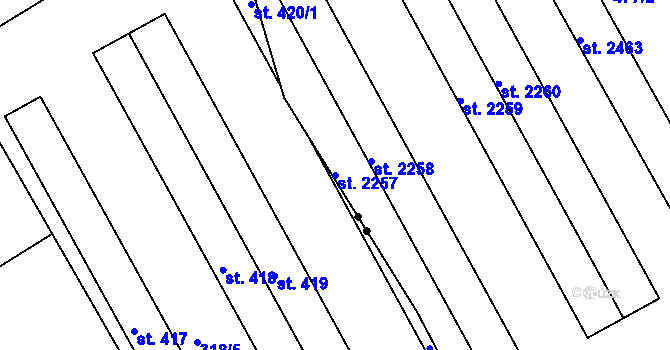 Parcela st. 2257 v KÚ Slaný, Katastrální mapa