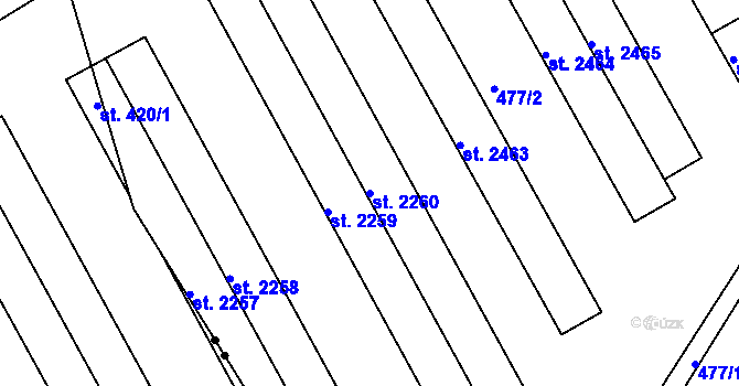 Parcela st. 2260 v KÚ Slaný, Katastrální mapa