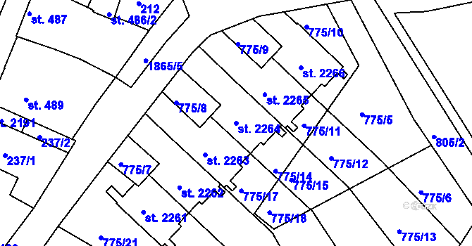 Parcela st. 2264 v KÚ Slaný, Katastrální mapa