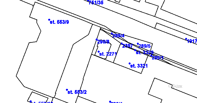 Parcela st. 2271 v KÚ Slaný, Katastrální mapa