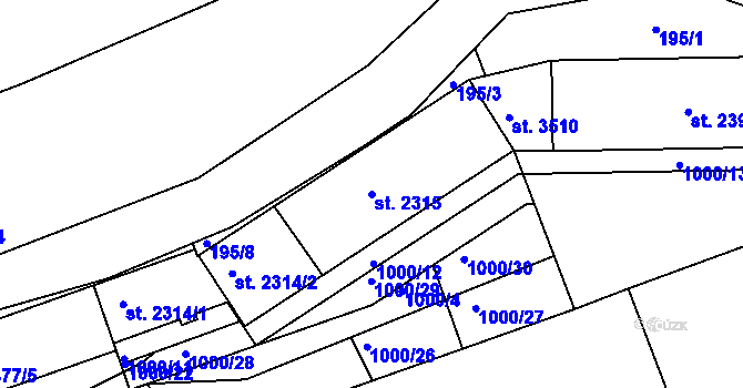 Parcela st. 2315 v KÚ Slaný, Katastrální mapa