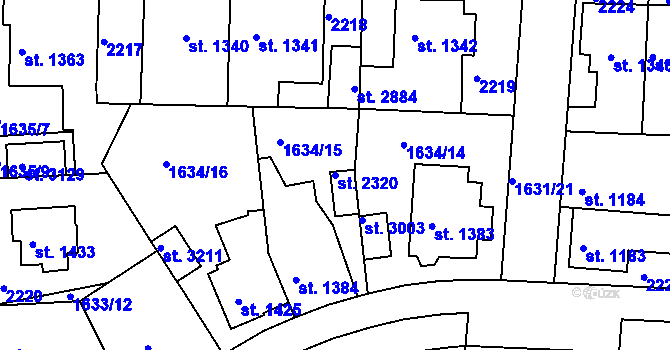 Parcela st. 2320 v KÚ Slaný, Katastrální mapa