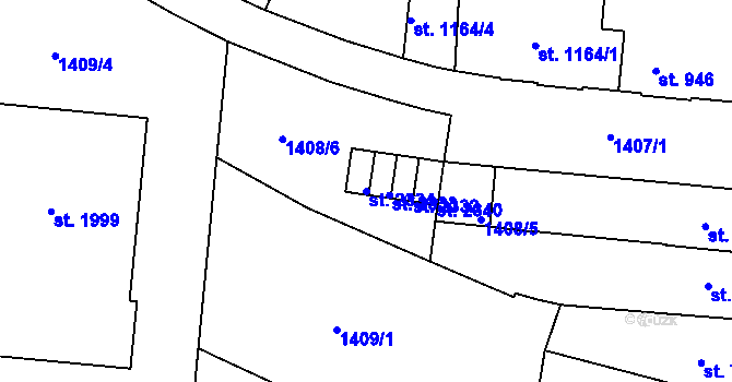 Parcela st. 2334 v KÚ Slaný, Katastrální mapa