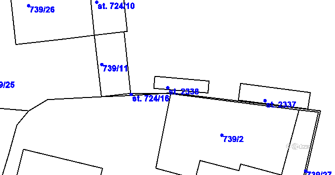 Parcela st. 2338 v KÚ Slaný, Katastrální mapa