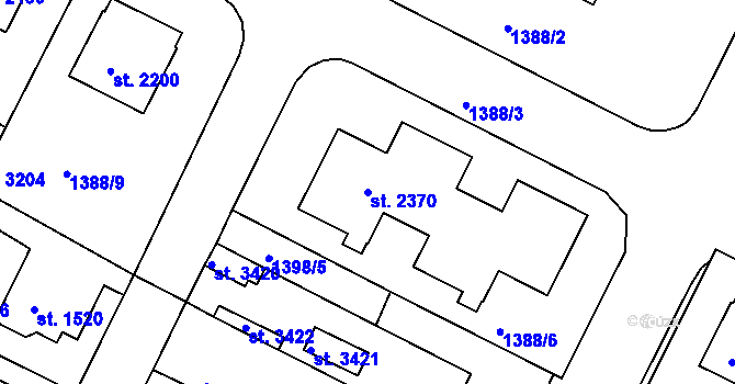 Parcela st. 2370 v KÚ Slaný, Katastrální mapa