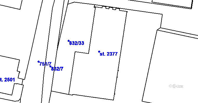 Parcela st. 2377 v KÚ Slaný, Katastrální mapa