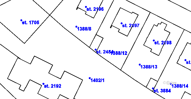Parcela st. 2454 v KÚ Slaný, Katastrální mapa