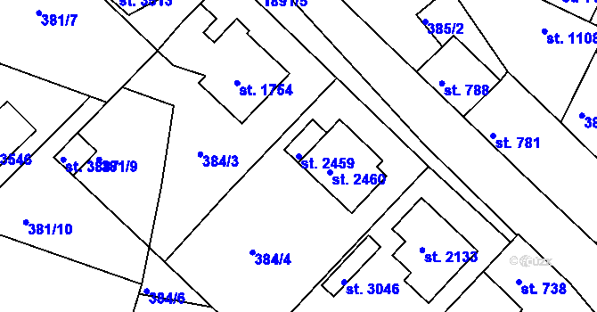 Parcela st. 2459 v KÚ Slaný, Katastrální mapa