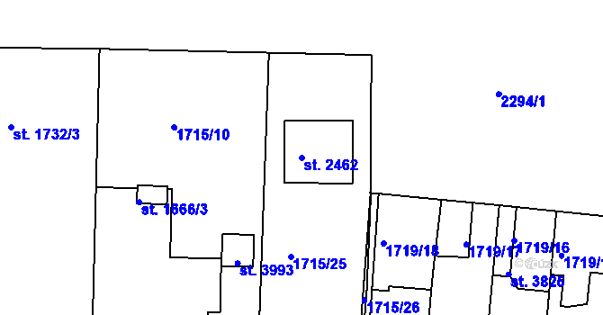 Parcela st. 2462 v KÚ Slaný, Katastrální mapa