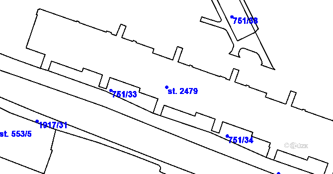 Parcela st. 2479 v KÚ Slaný, Katastrální mapa