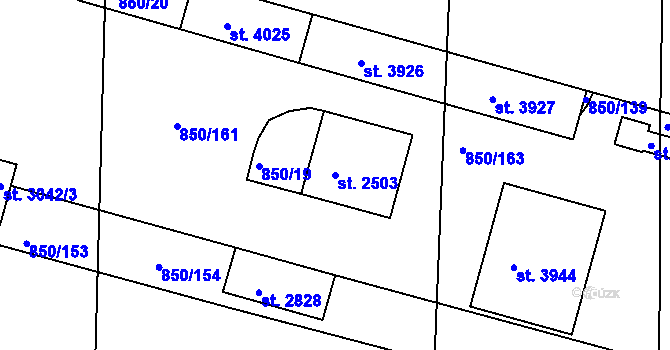 Parcela st. 2503 v KÚ Slaný, Katastrální mapa