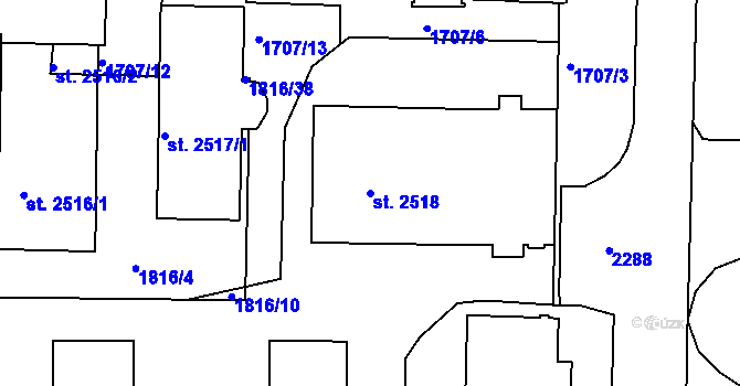 Parcela st. 2518 v KÚ Slaný, Katastrální mapa
