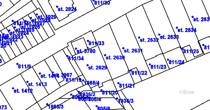 Parcela st. 2630 v KÚ Slaný, Katastrální mapa