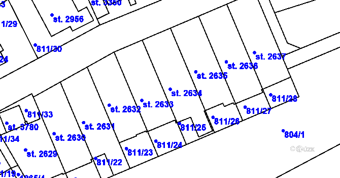 Parcela st. 2634 v KÚ Slaný, Katastrální mapa