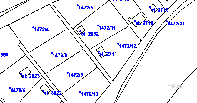 Parcela st. 2711 v KÚ Slaný, Katastrální mapa