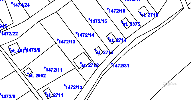 Parcela st. 2713 v KÚ Slaný, Katastrální mapa