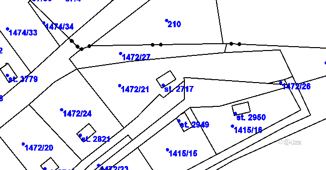 Parcela st. 2717 v KÚ Slaný, Katastrální mapa