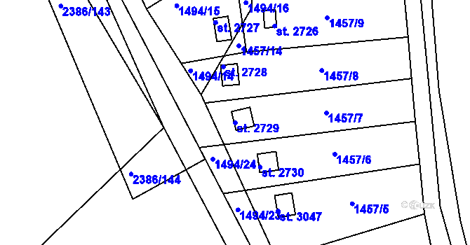 Parcela st. 2729 v KÚ Slaný, Katastrální mapa