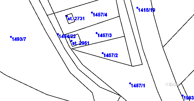 Parcela st. 2732 v KÚ Slaný, Katastrální mapa