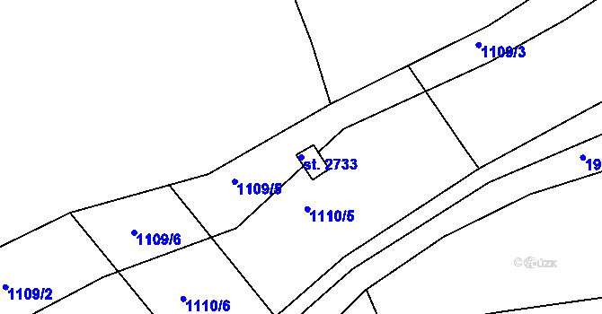 Parcela st. 2733 v KÚ Slaný, Katastrální mapa