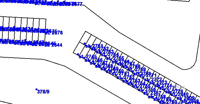 Parcela st. 2764 v KÚ Slaný, Katastrální mapa