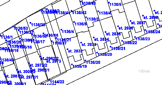 Parcela st. 2833 v KÚ Slaný, Katastrální mapa