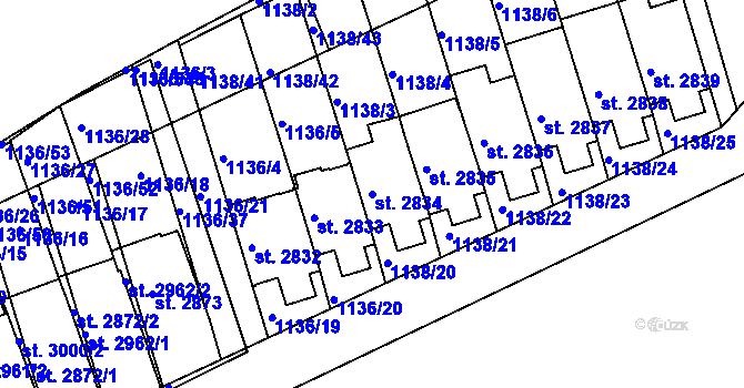 Parcela st. 2834 v KÚ Slaný, Katastrální mapa