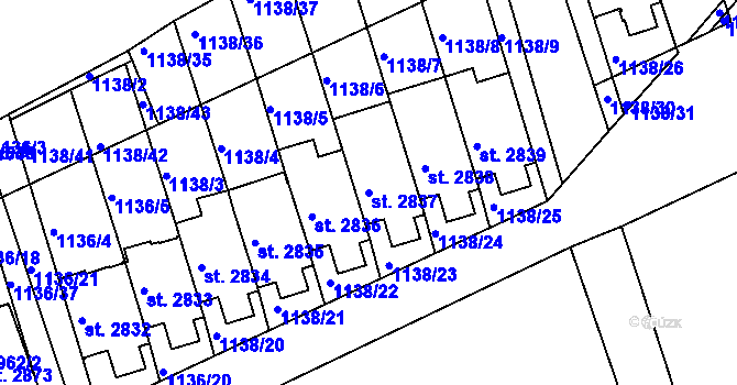 Parcela st. 2837 v KÚ Slaný, Katastrální mapa