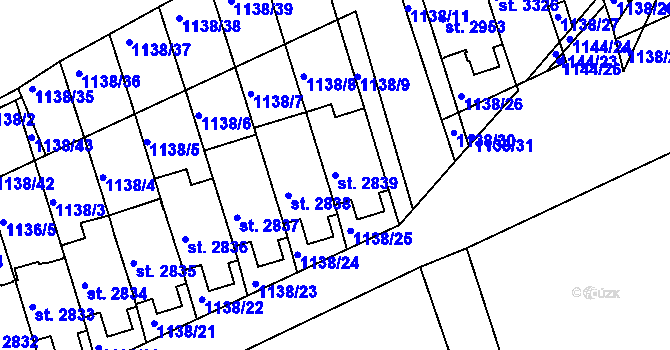 Parcela st. 2839 v KÚ Slaný, Katastrální mapa